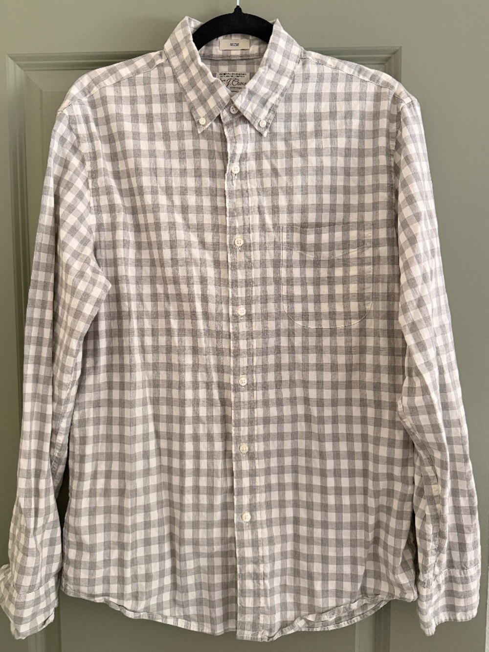 J.Crew Secret Wash Slim Fit Gray Gingham Button Down Shirt Men’s M